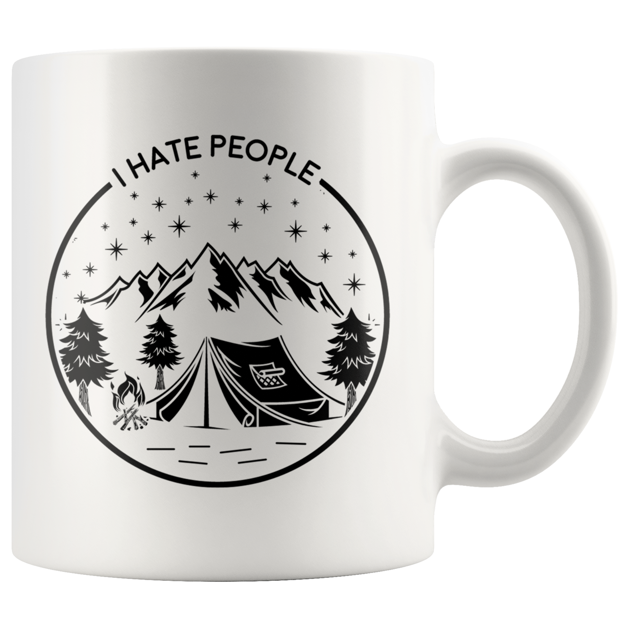 White 11oz Mug - Camping I Hate People