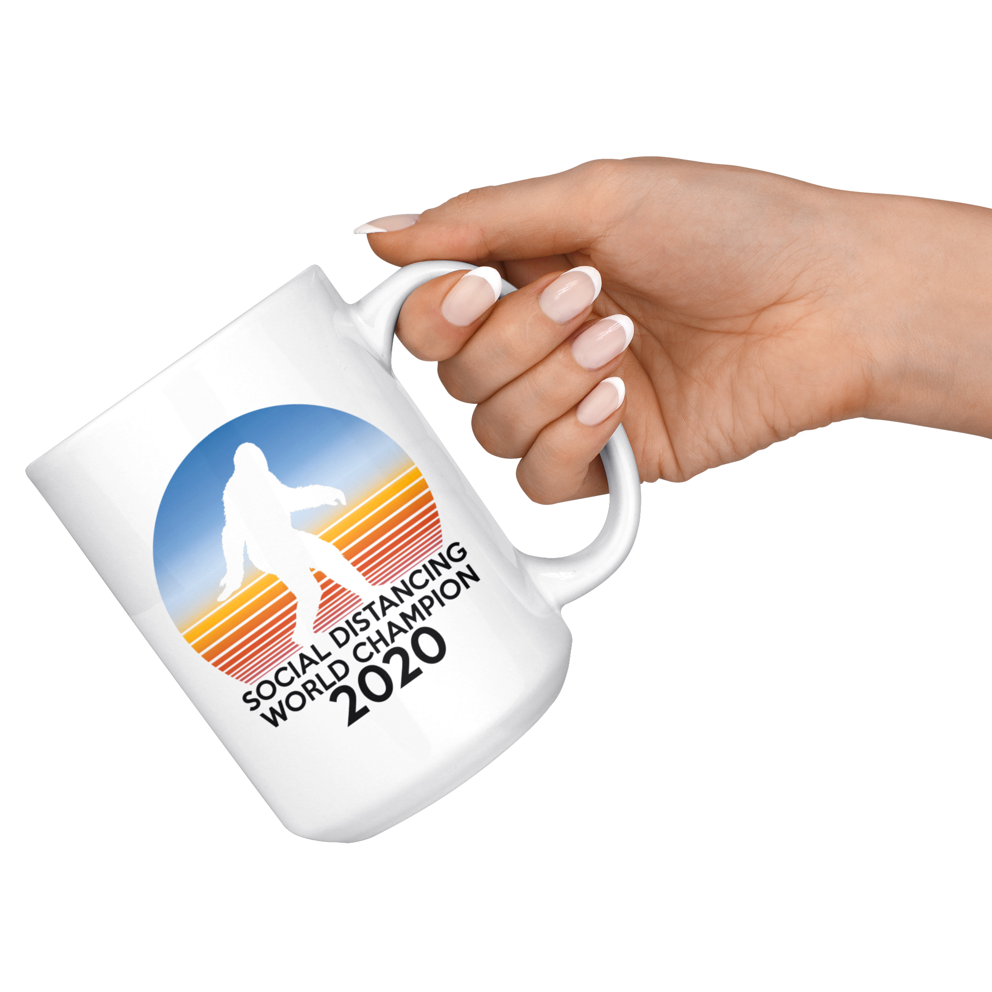 White Mugs - Bigfoot Social Distancing Expert