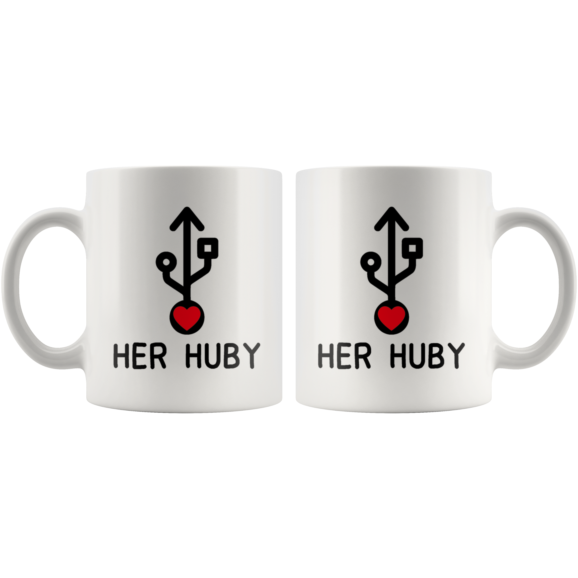 White 11oz Mug - Computer Matching Mugs Her Huby