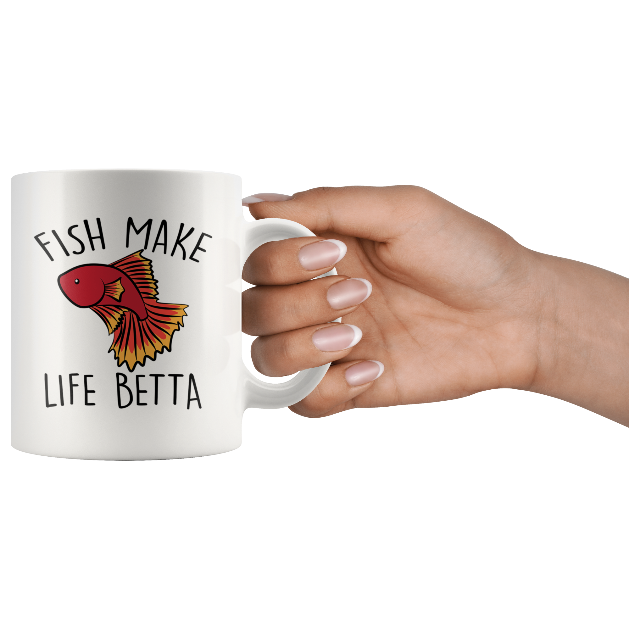 White Mugs - Fish Make Life Betta