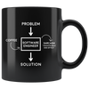Black 11oz Mug - Problem Solution Sarcasm Software Engineer