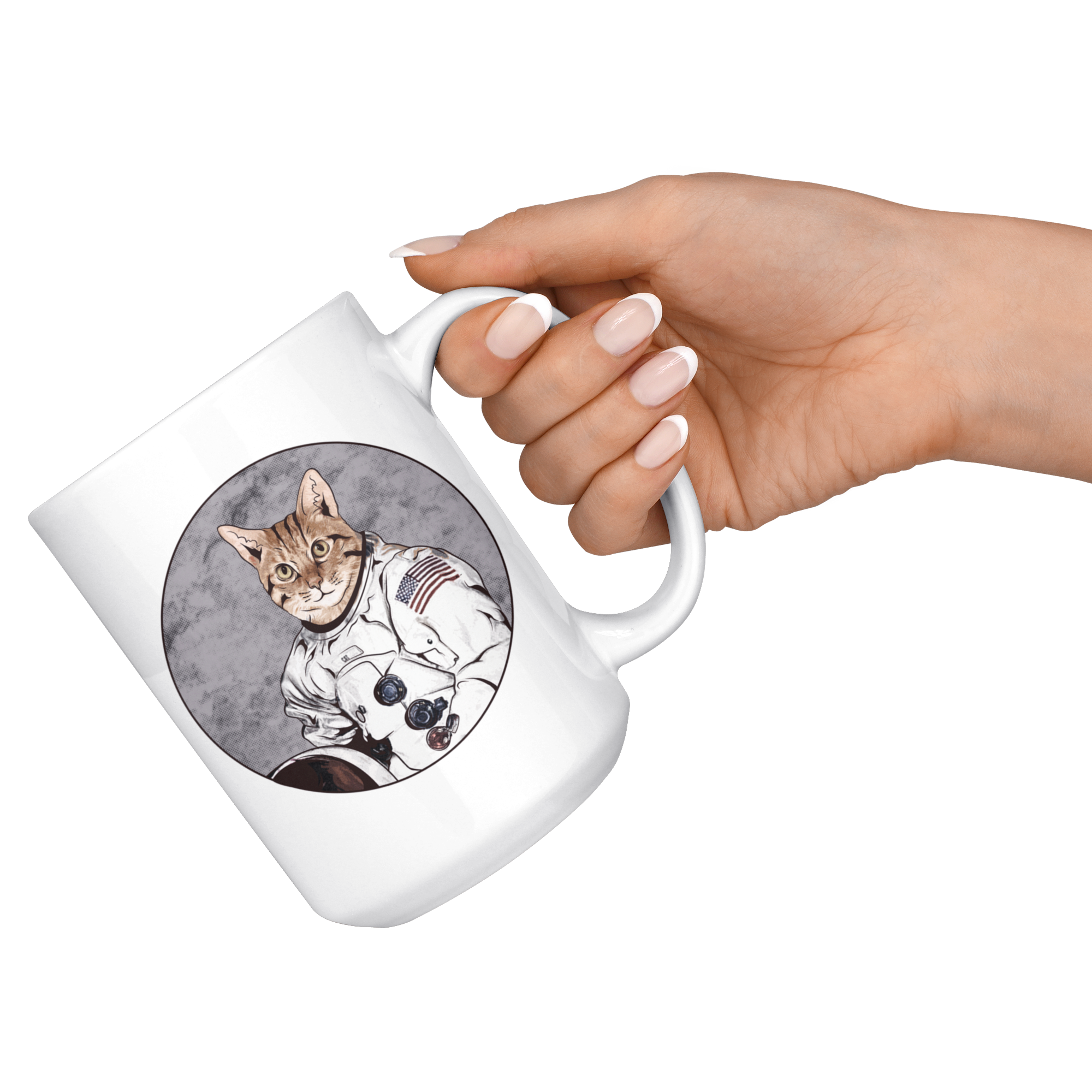 White 15oz Mug - Cat Astronaut