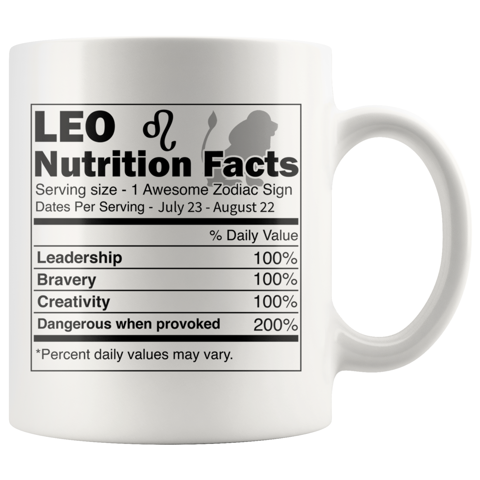 White Mugs - Leo Nutrition Facts