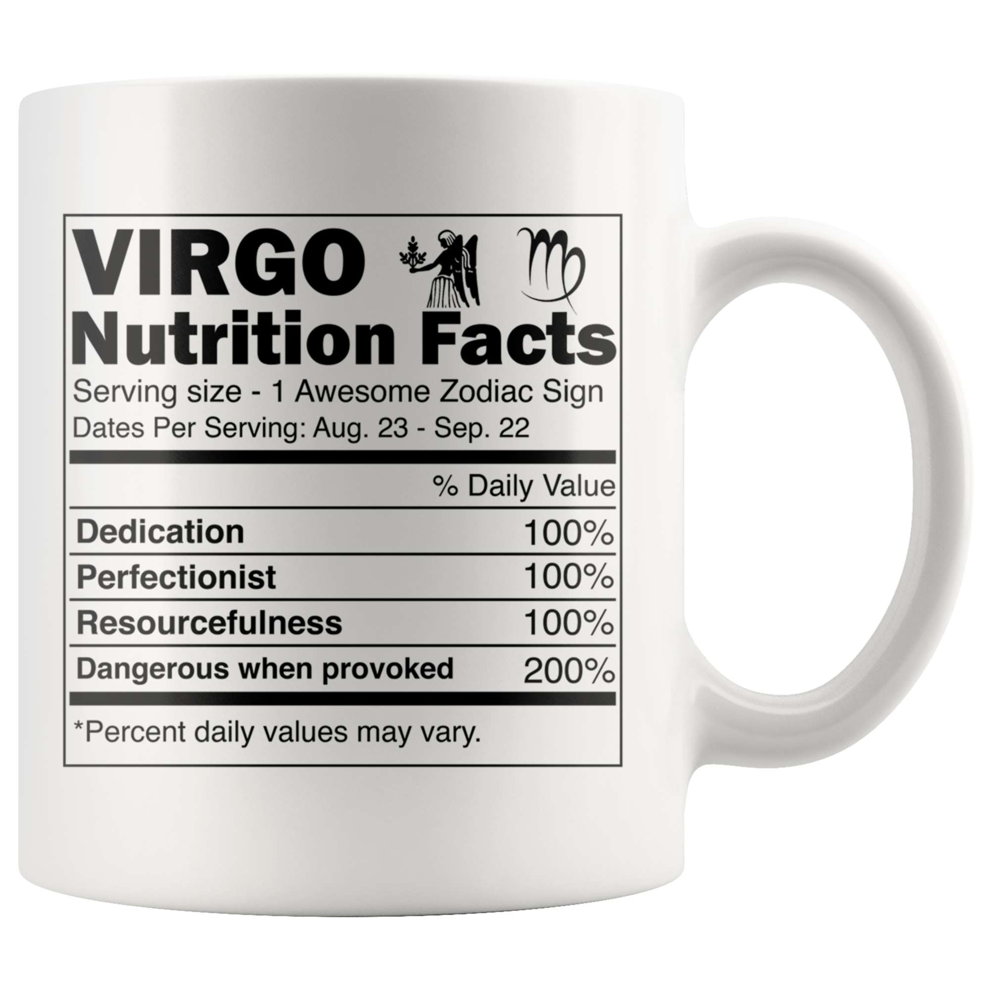 White 11oz Mug - Virgo Nutrition Facts