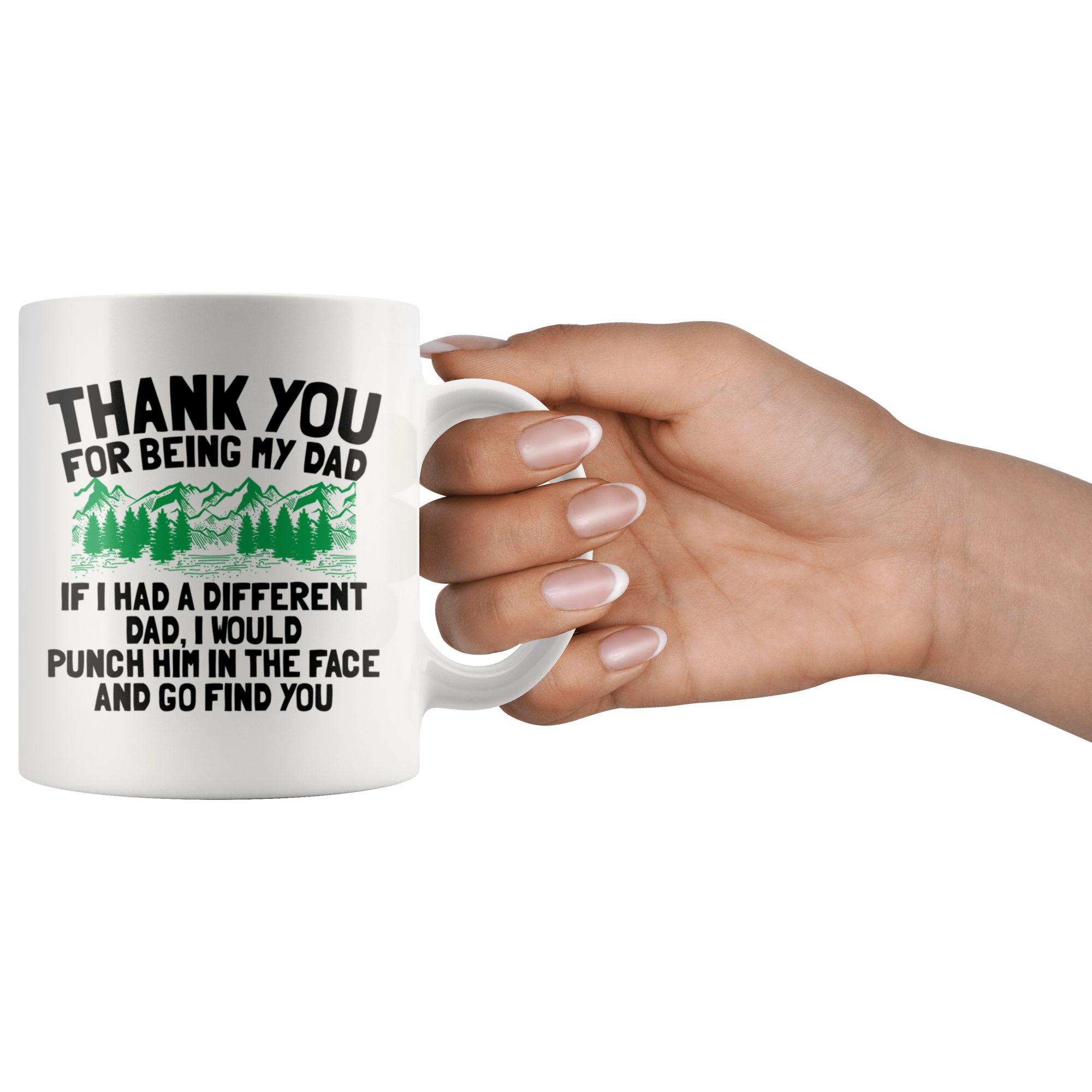 White Mugs - Thank You Dad Punch In Face
