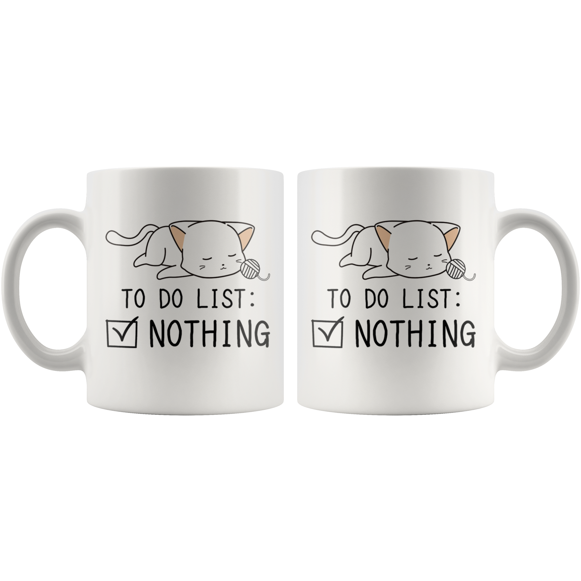 White 11oz Mug - Cat To Do List Nothing