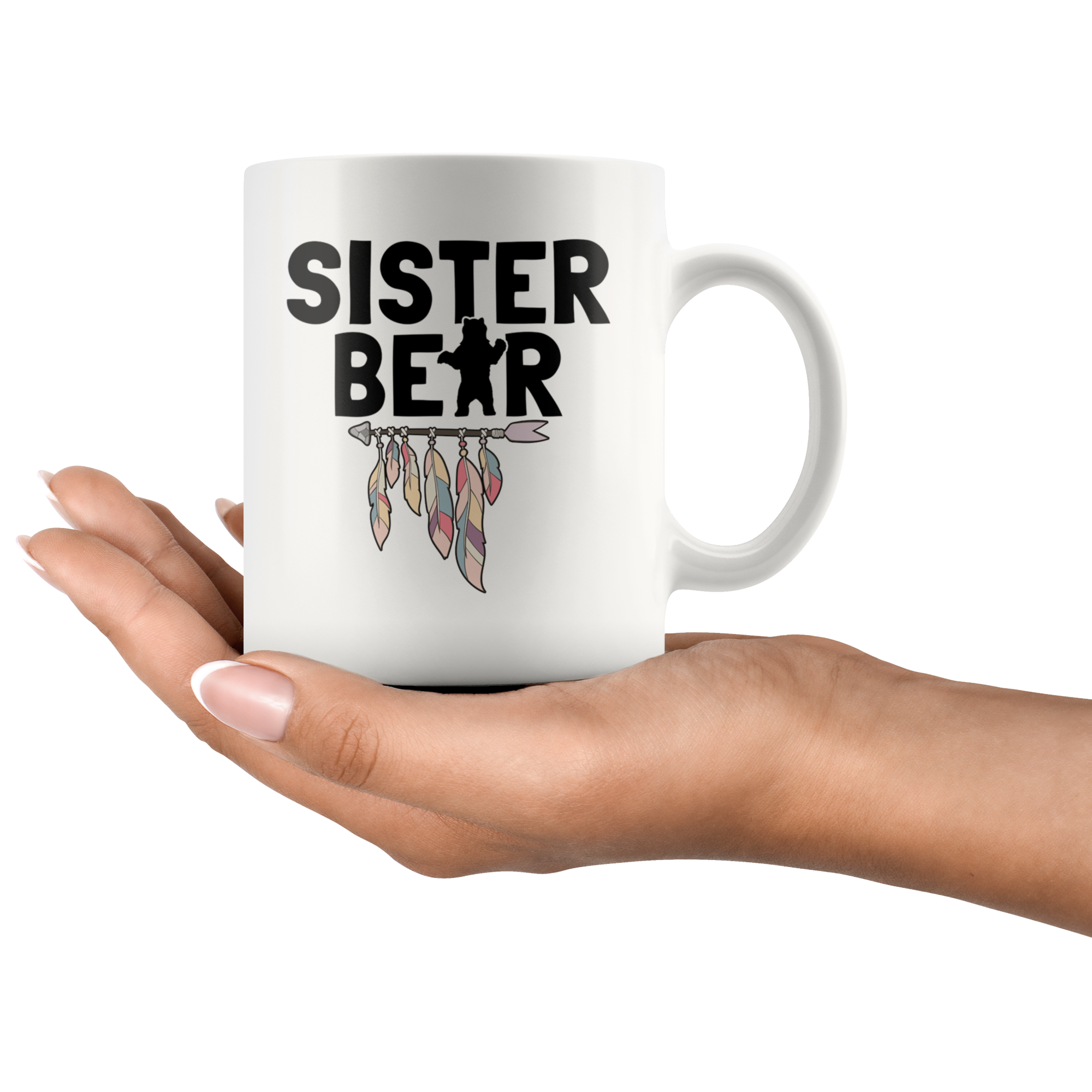 White 11oz Mug - Sister Bear Arrow