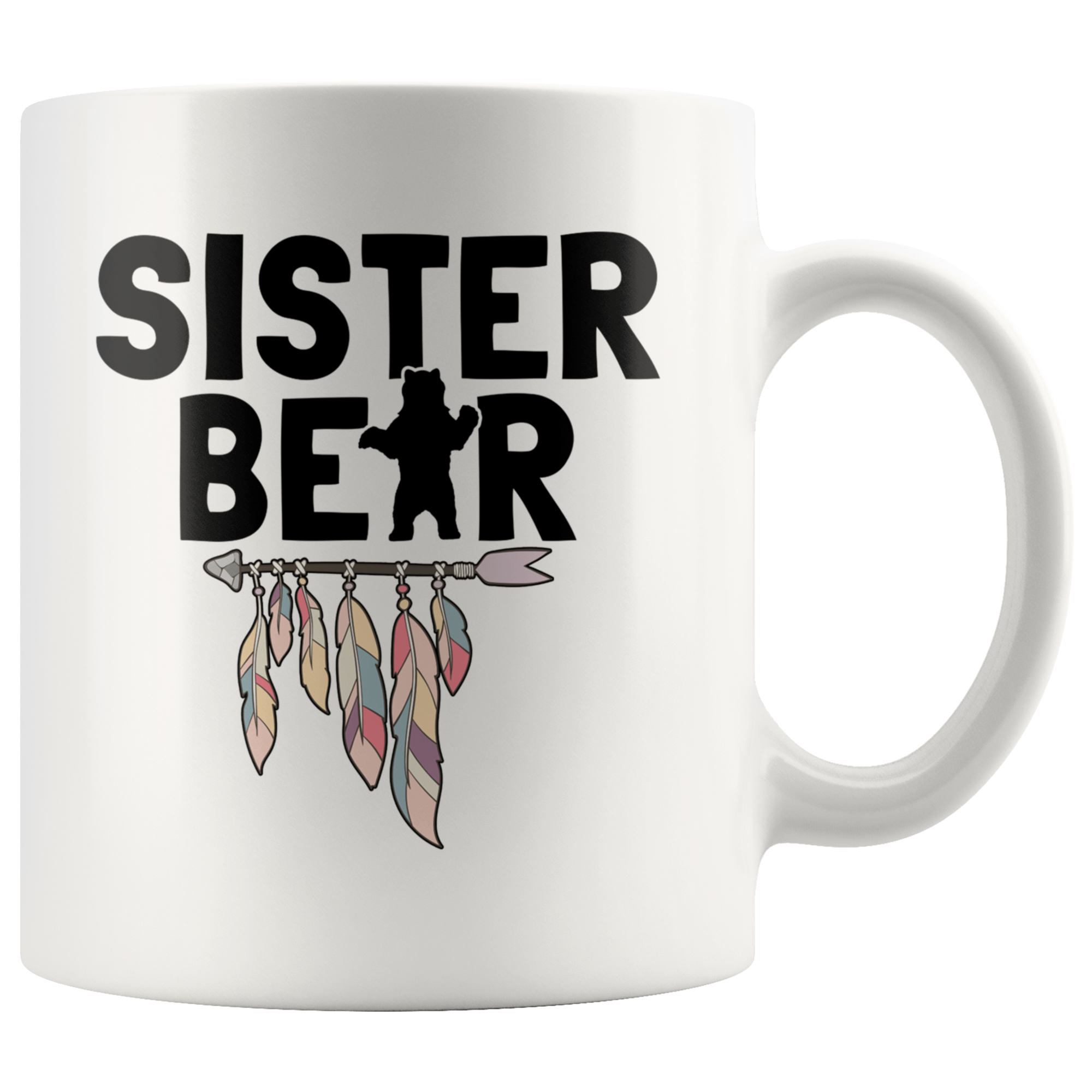 White 11oz Mug - Sister Bear Arrow