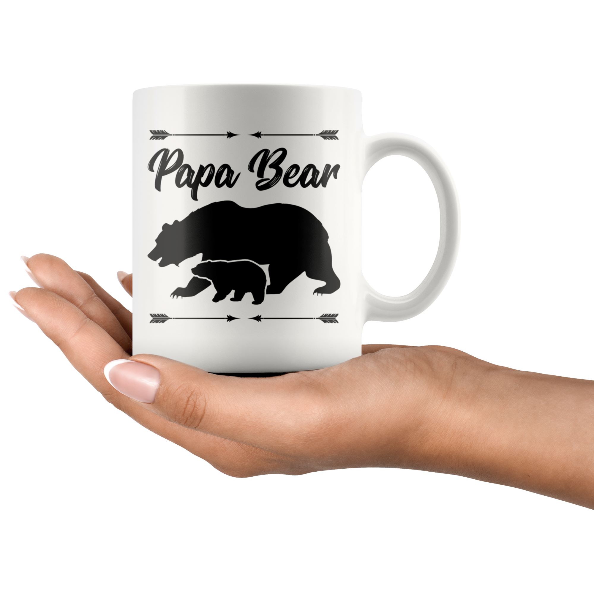 White 11oz Mug - Papa Bear With Cub