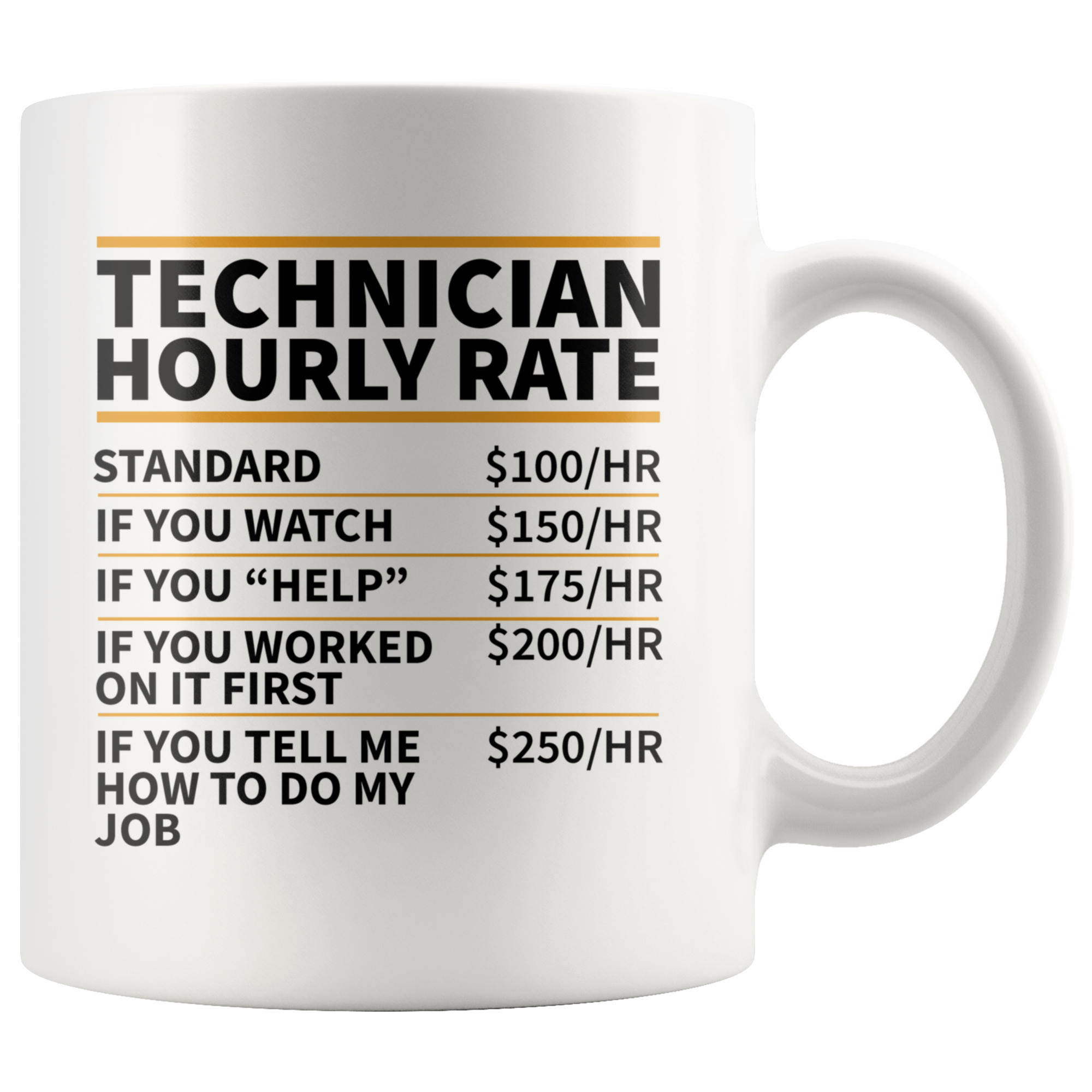 White Mugs - Technician Hourly Rate