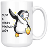 White 15oz Mug - Crazy Penguin Lady