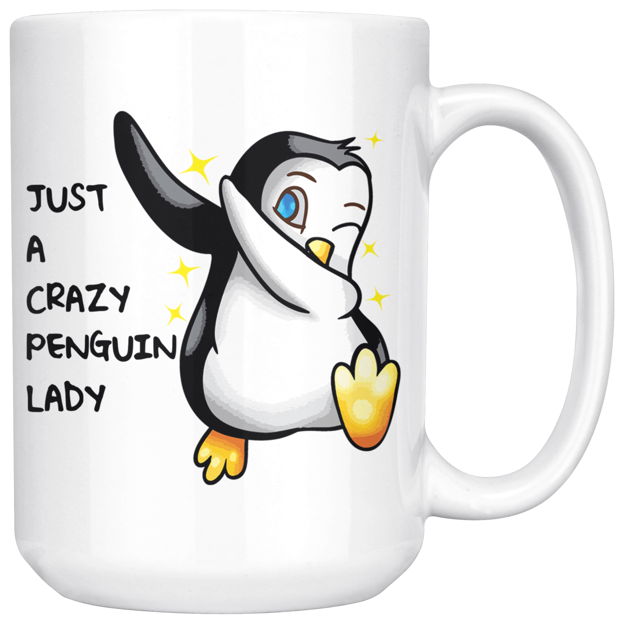 White 15oz Mug - Crazy Penguin Lady
