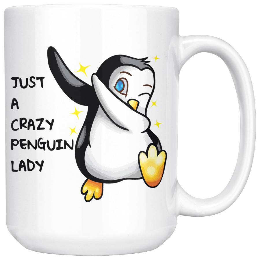White 15oz Mug - Crazy Penguin Lady