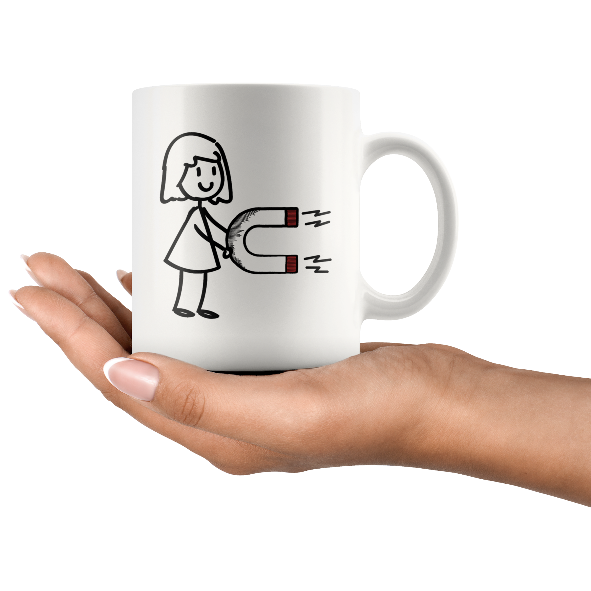 White 11oz Mug - Magnet Matching Mugs Girl
