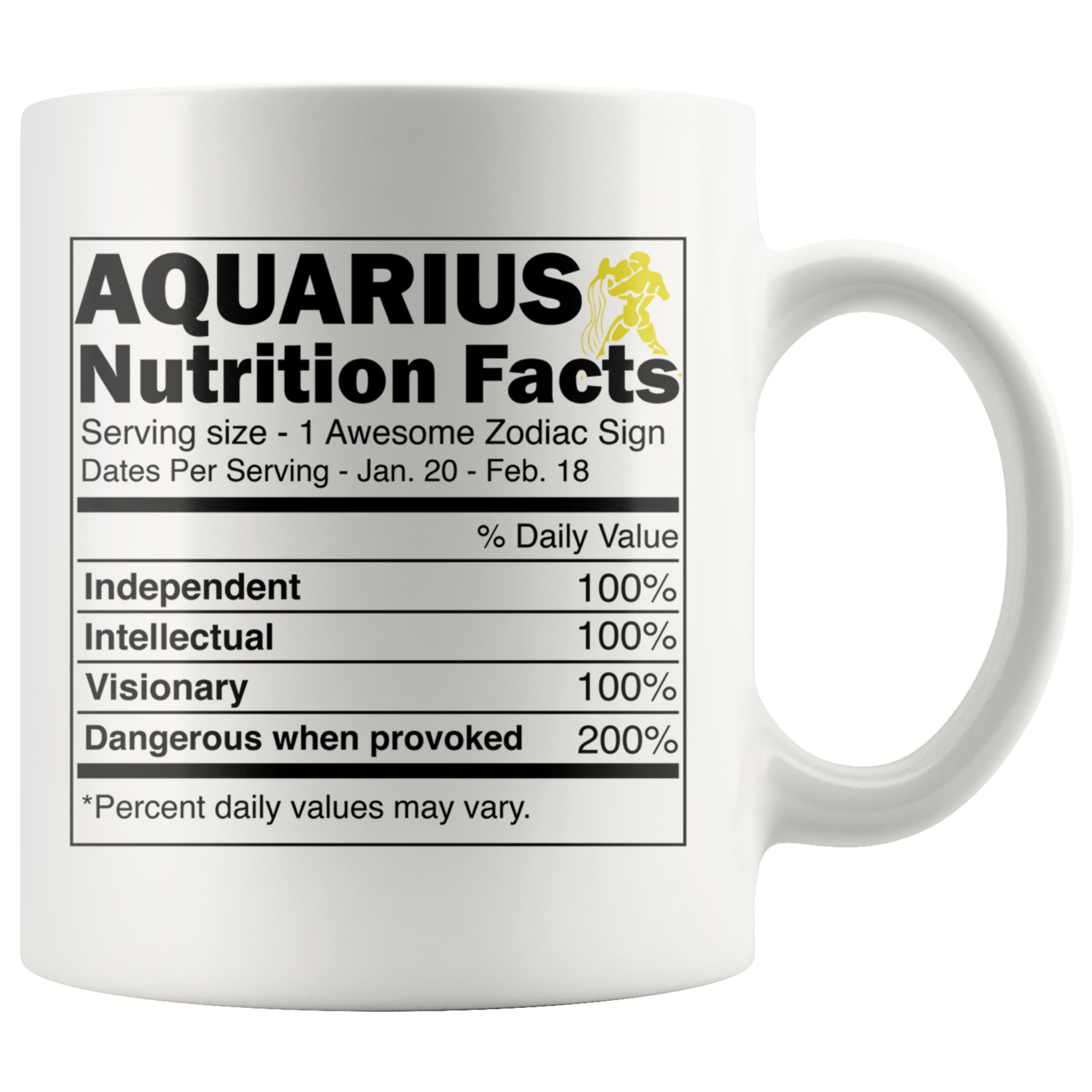 White 11oz Mug - Aquarius Nutrition Facts