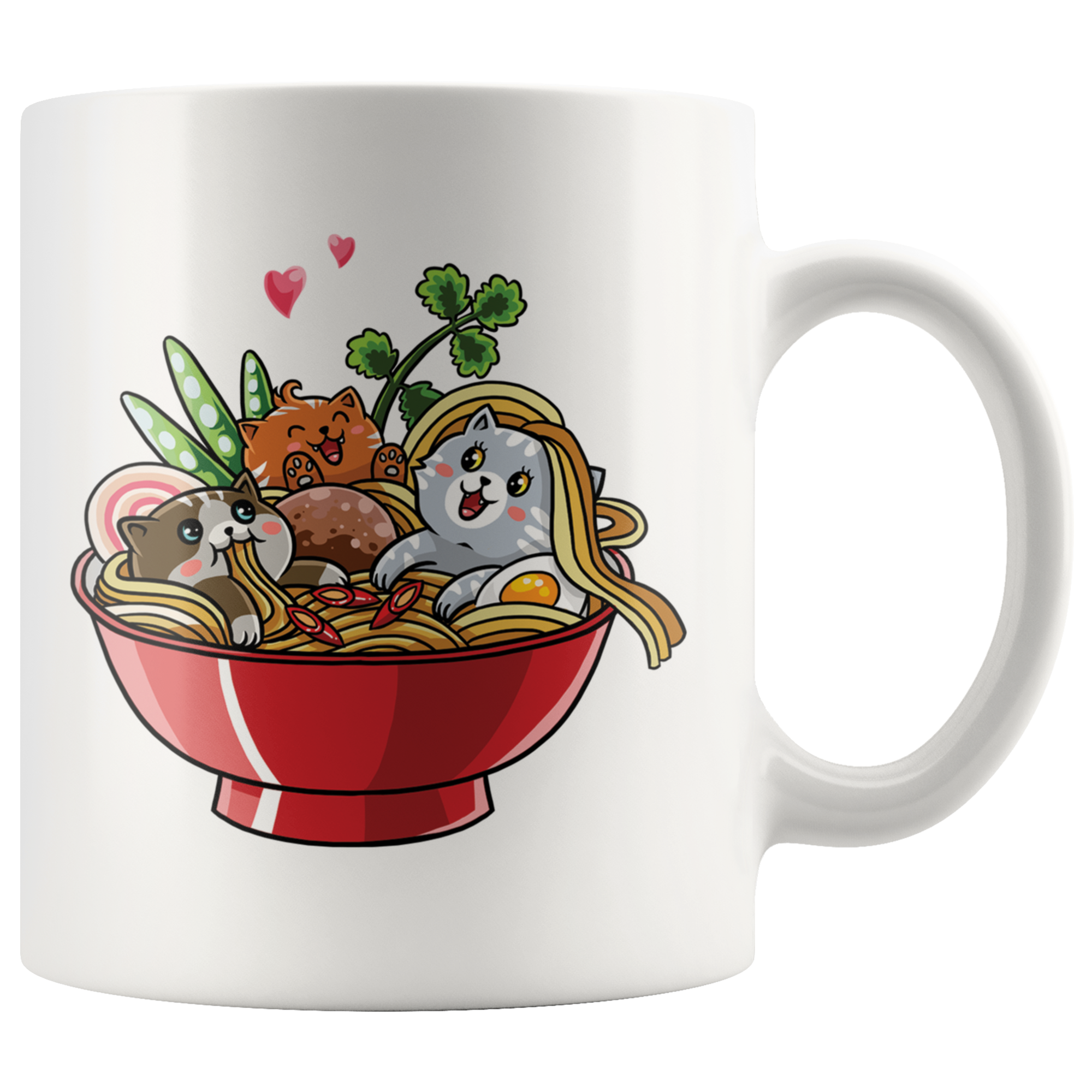 White 11oz Mug - Ramen Cat Noodles
