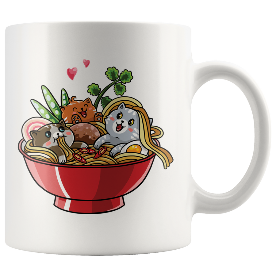 White 11oz Mug - Ramen Cat Noodles