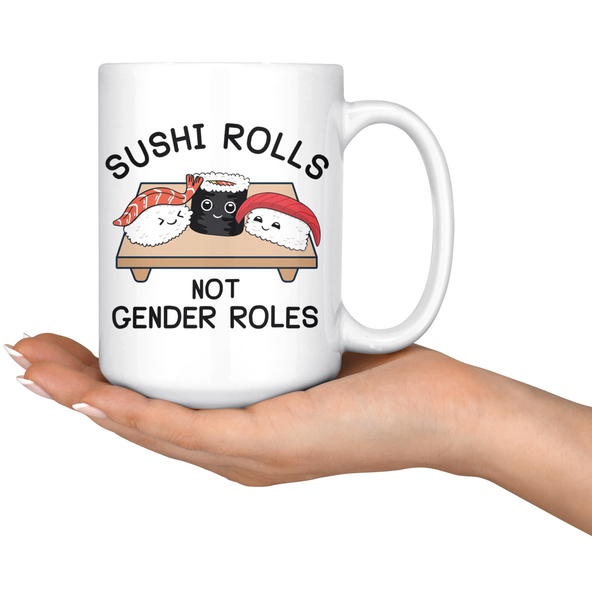 White Mugs - Sushi Rolls Not Gender Roles