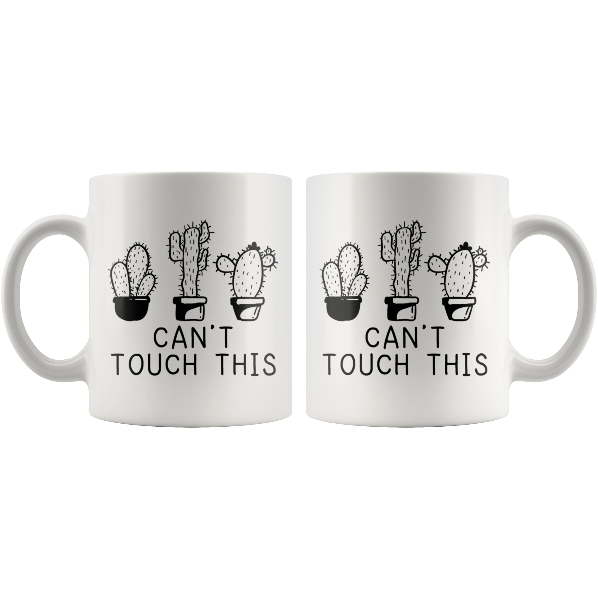 White 11oz Mug - Cactus Can't Touch This