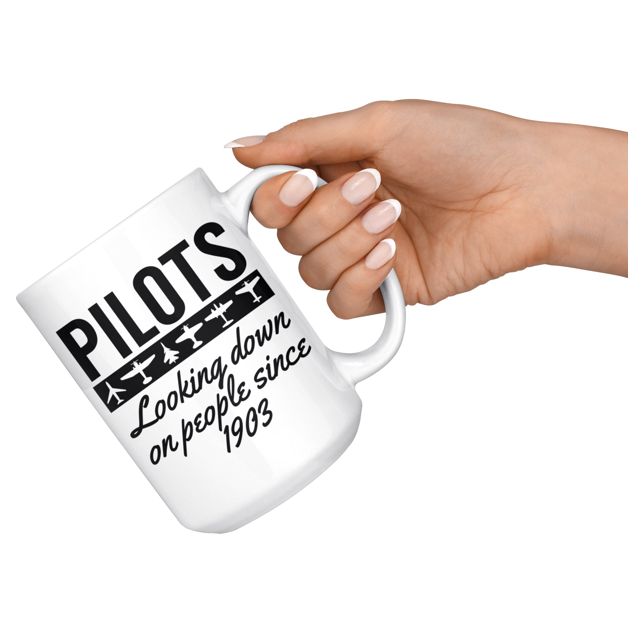 White 15oz Mug - Pilots Looking Down On People