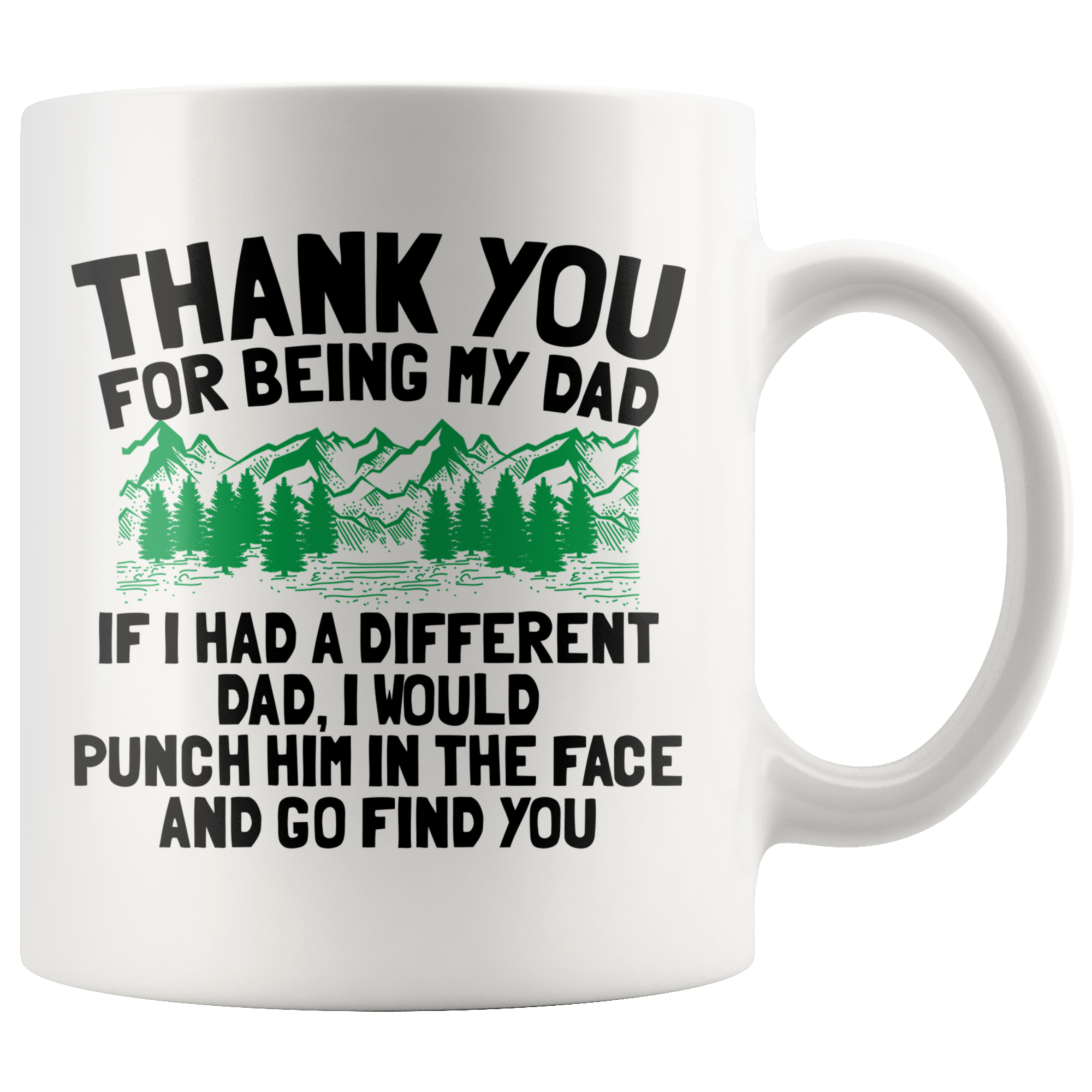 White Mugs - Thank You Dad Punch In Face