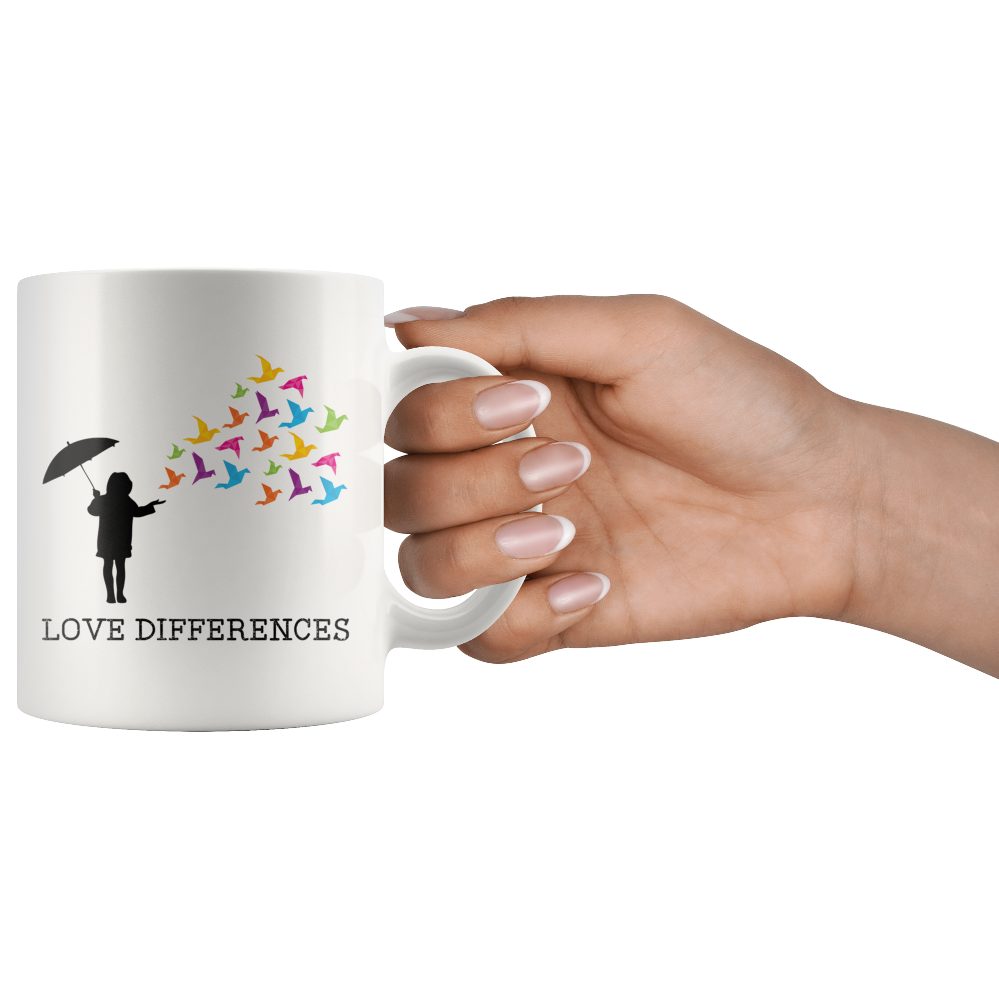 White 11oz Mug - Autism Love Differences Origami