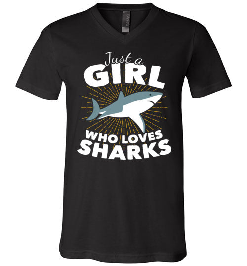 Just A Girl Who Loves Sharks V-Neck