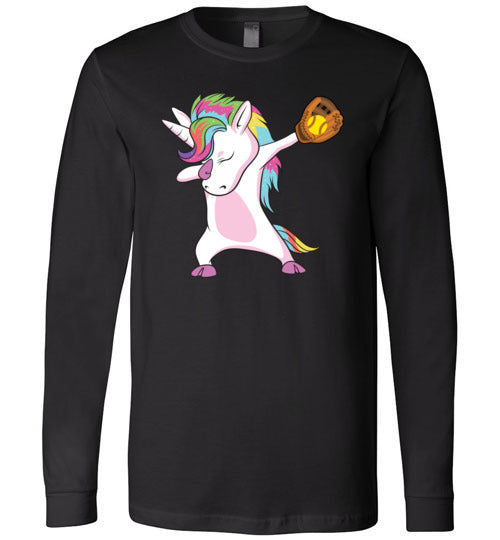 Softball Dabbing Unicorn Long Sleeve