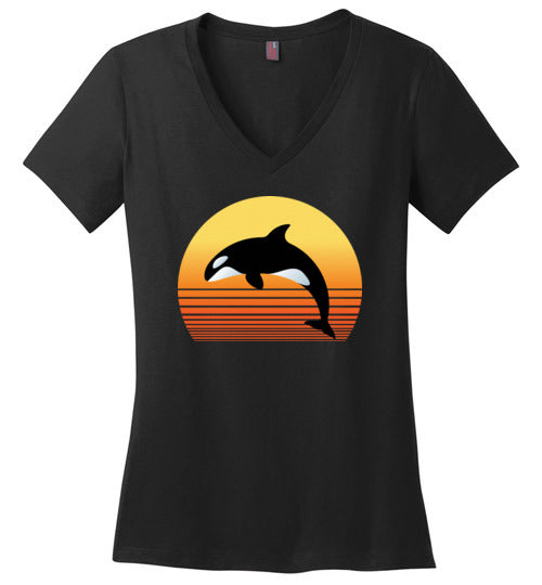Killer Whale Sunset V-Neck
