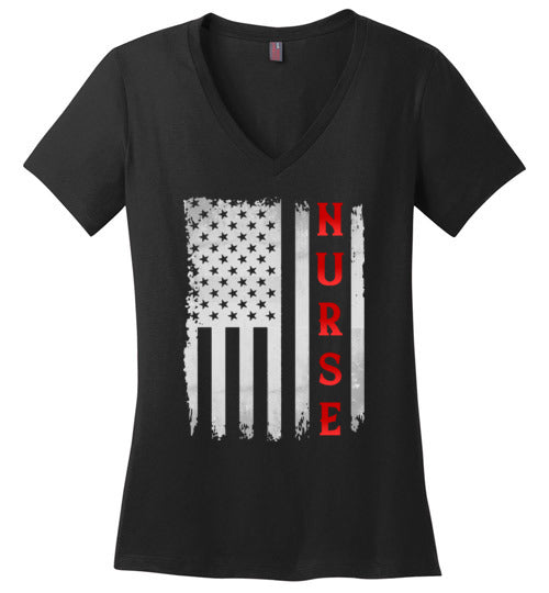 Nurse American Flag V-Neck