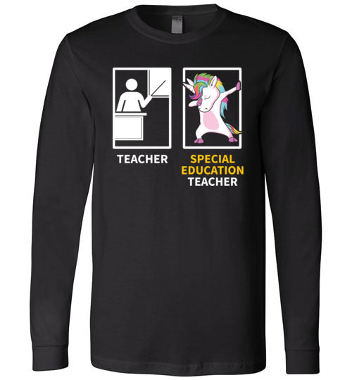 Special Education Teacher Dabbing Unicorn Long Sleeve
