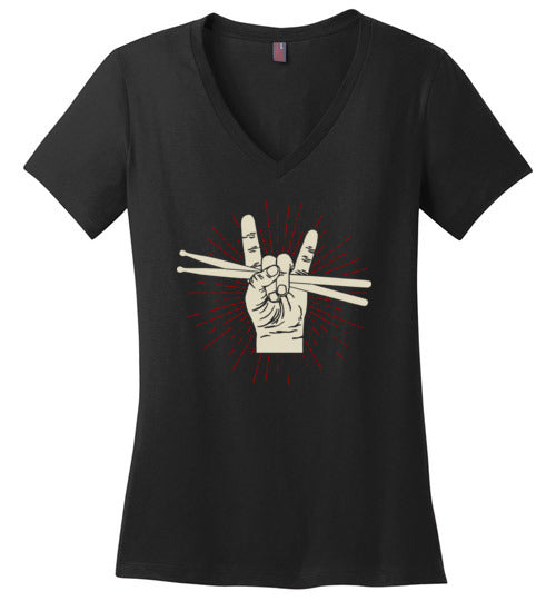 Drummer Rock Hands V-Neck