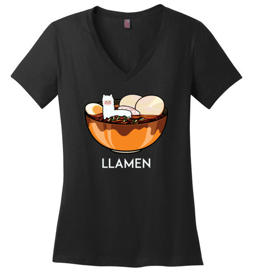 Llamen Llama Ramen V-Neck