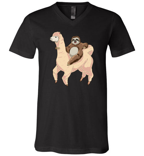 Sloth Riding A Llama V-Neck
