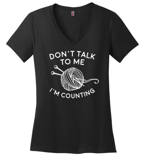 Dont Talk To Me Im Counting Knitting V-Neck