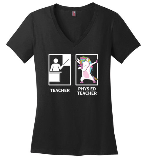 Phys Ed Teacher Unicorn V-Neck