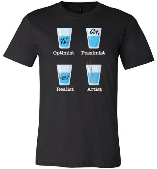 Optimist Pessimist Artist Glasses of Water Canvas