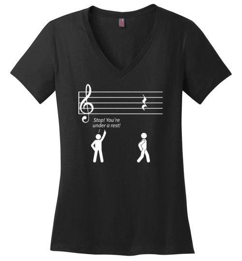 Music Stop Under A Rest V-Neck