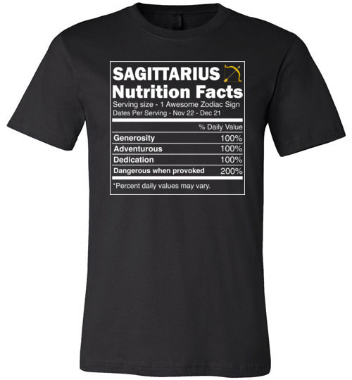 Zodiac Sagittarius Nutrition Facts Canvas