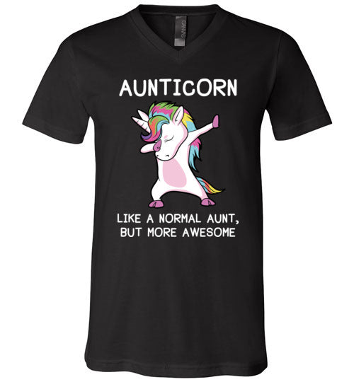 Aunticorn Unicorn Aunt V-Neck