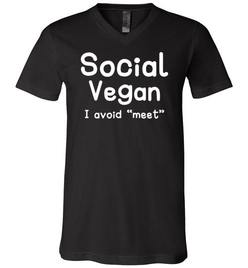 Social Vegan Avoid Meet V-Neck