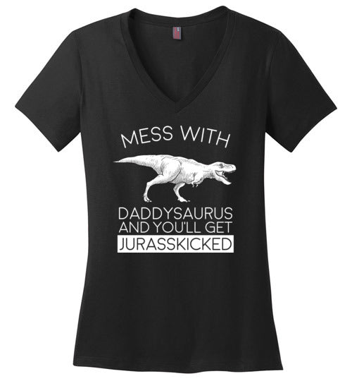 Daddysaurus Jurasskicked V-Neck