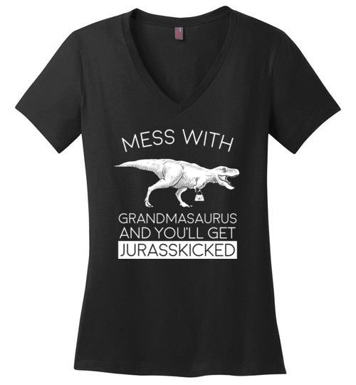Grandmasaurus Jurasskicked V-Neck