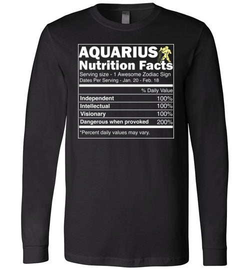 Zodiac Aquarius Nutrition Facts Long Sleeve