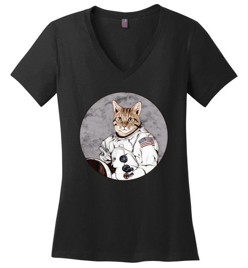 Cat Astronaut V-Neck