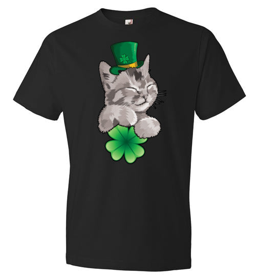 Cat Leprechaun Holding Clover
