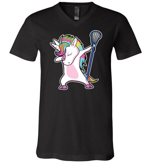 Dabbing Unicorn Lacrosse V-Neck