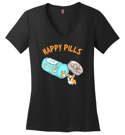 Happy Pills Corgi V-Neck