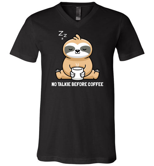 Sloth No Talkie Before Coffee V-Neck