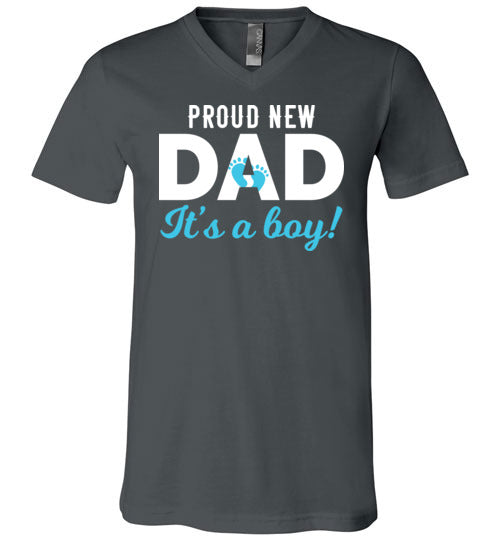 Proud New Dad Canvas V-Neck T-Shirt